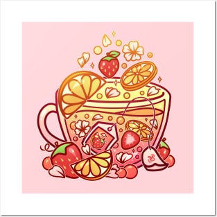 Strawberry Lemonade Teacup Posters and Art